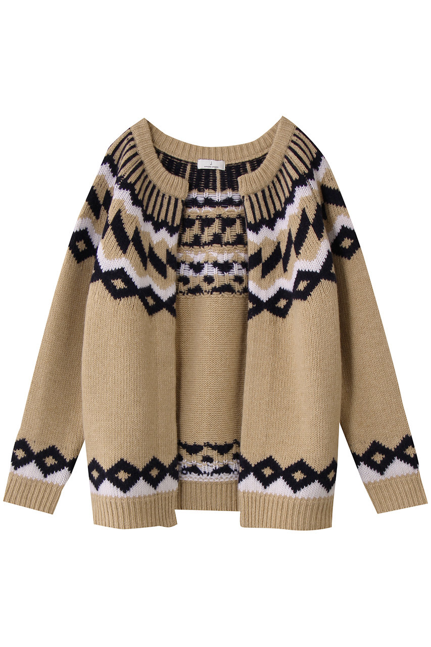 j. ピュアウールノルディックカーディガン (ベージュ, M) ジェイドット ELLE SHOP