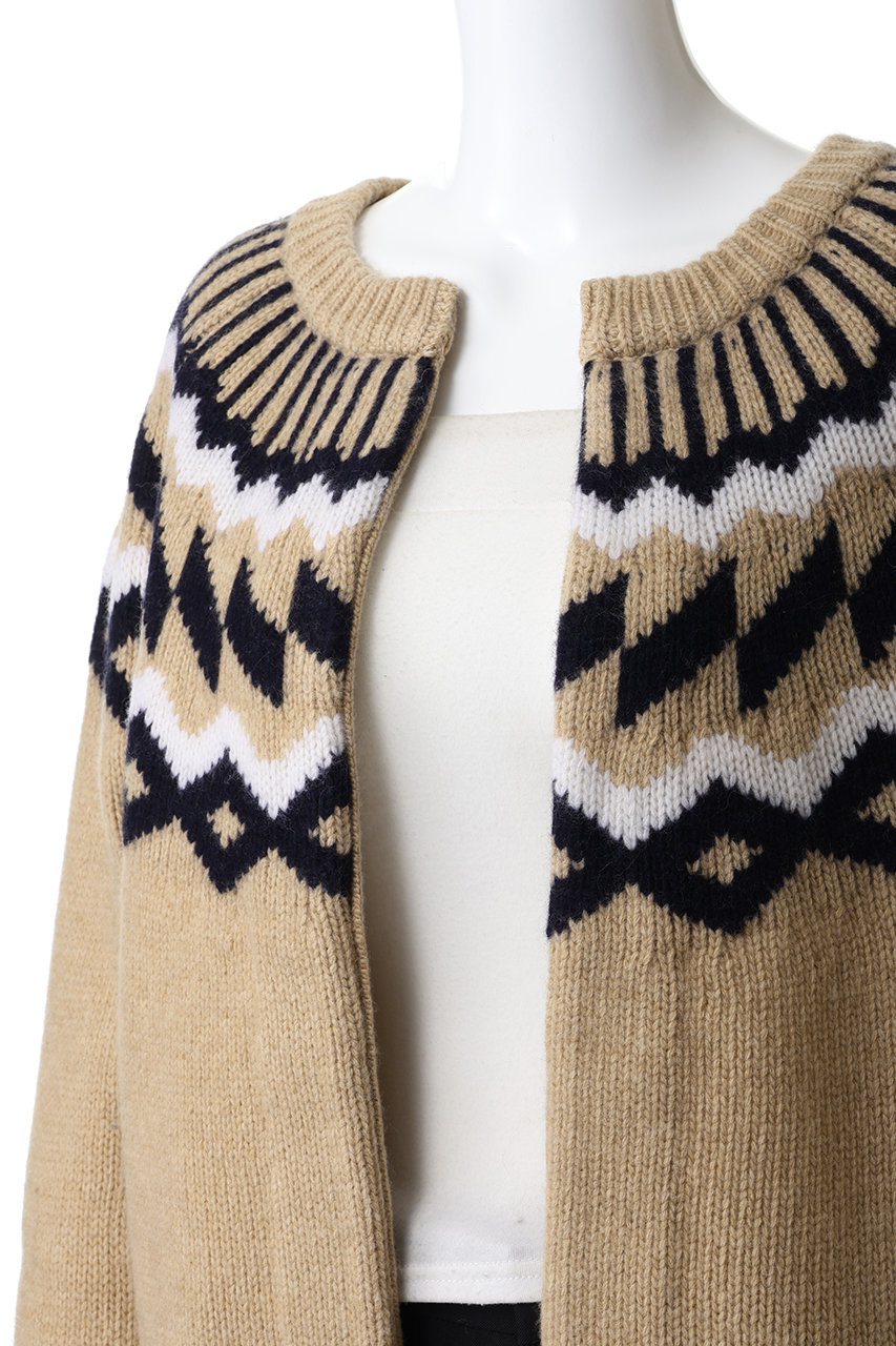 j.(ジェイドット)｜ピュアウールノルディックカーディガン/ベージュ の