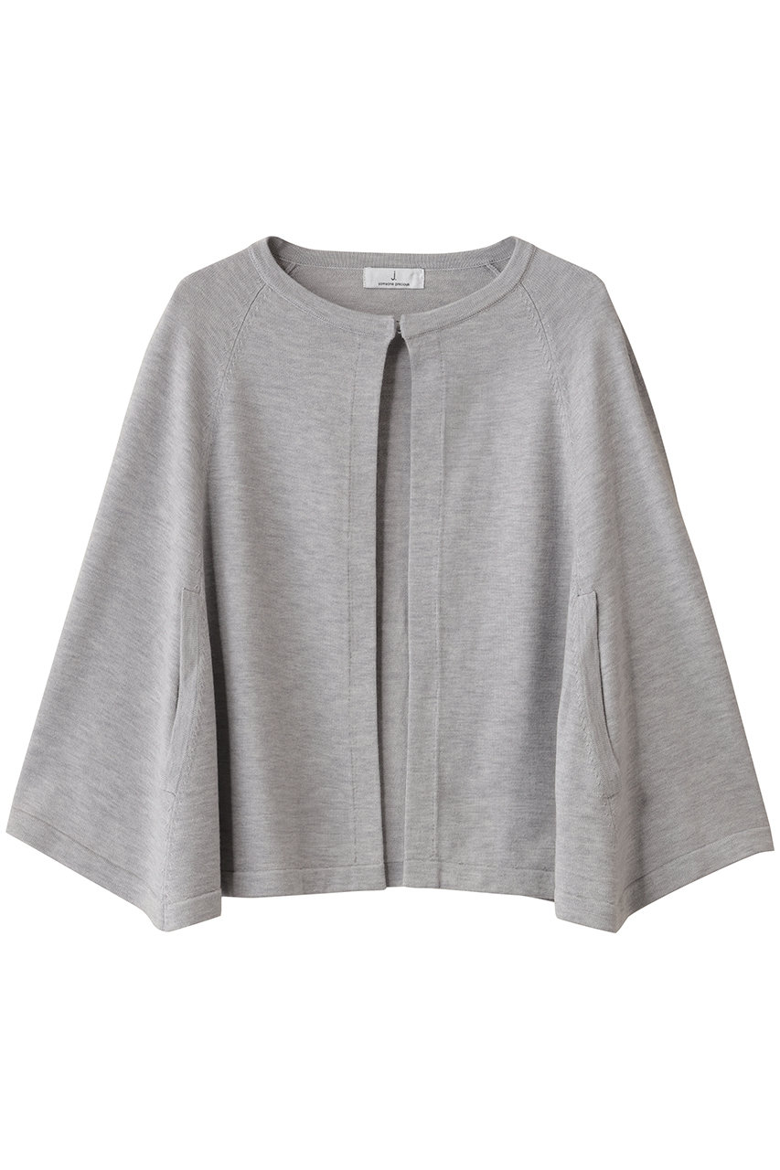 ジェイドット/j.のウルトラファインメリノマントカーディガン(ライトグレー/14710-090-L)