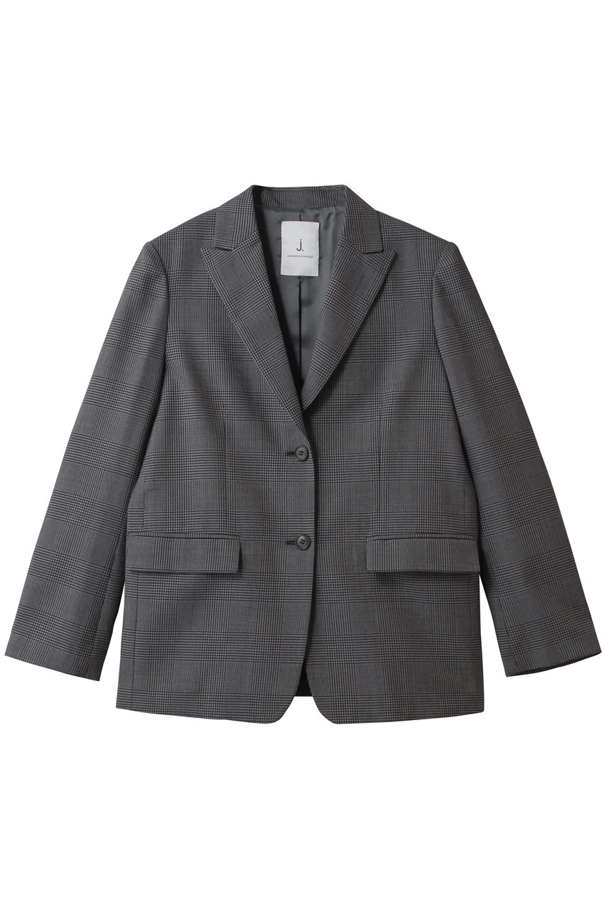 j. グレンチェックウールシングルジャケット (グレー, M) ジェイドット ELLE SHOP j. グレンチェックウールシングルジャケット (グレー, M) ジェイドット ELLE SHOP