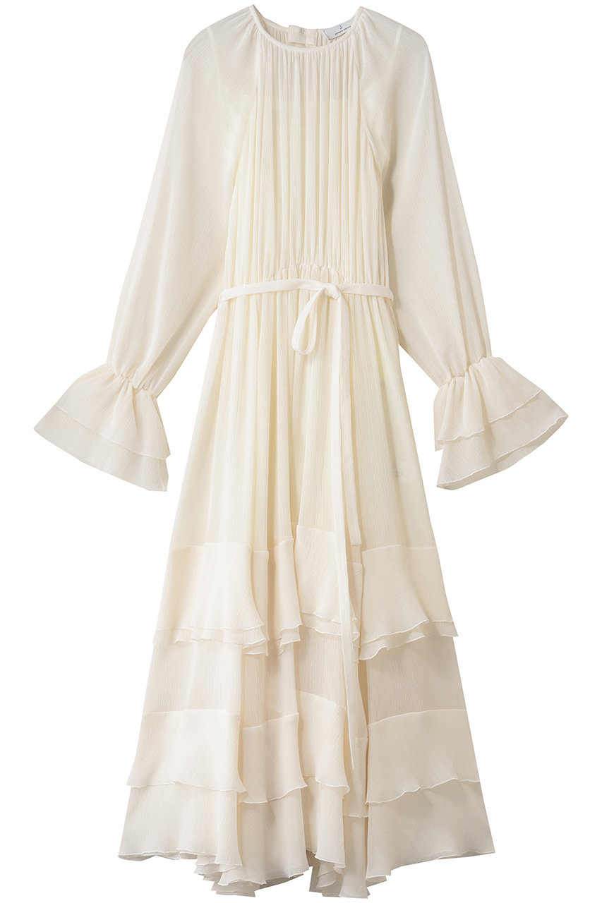 クレープジョーゼットフリルティアードドレス