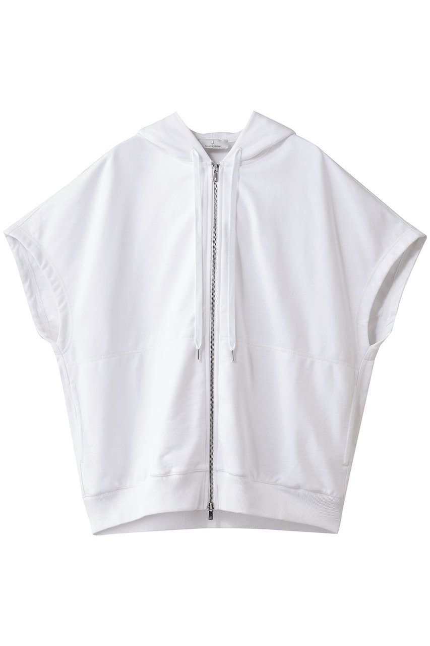 j. プレミアム裏毛ハーフ袖フーディ (ホワイト, M) ジェイドット ELLE SHOP j. プレミアム裏毛ハーフ袖フーディ (ホワイト, M) ジェイドット ELLE SHOP