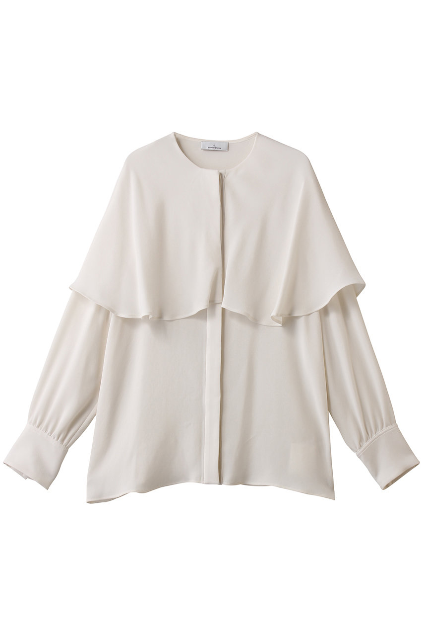 j. ドレープアセテートイレギュラーヘムブラウス (ホワイト, M) ジェイドット ELLE SHOP