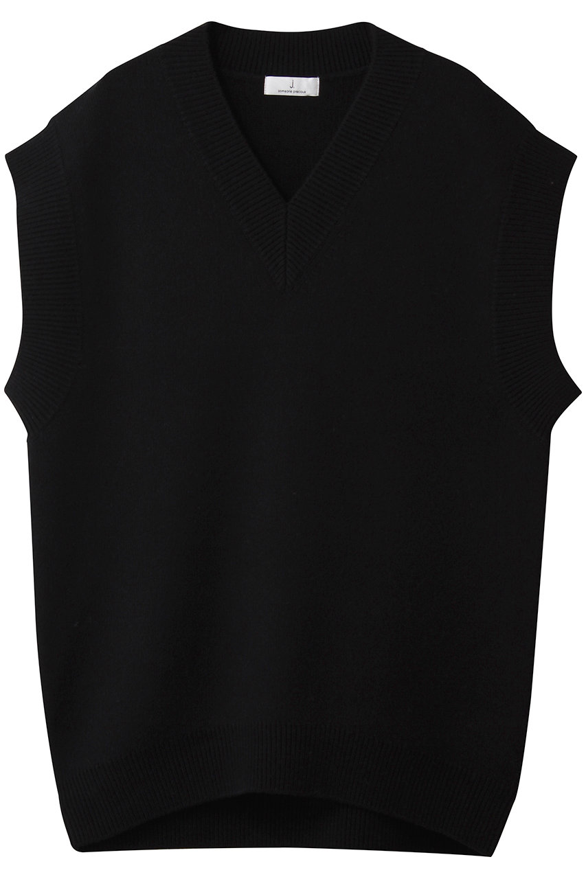 j. ウルトラファインメリノオーバーニットベスト (ブラック, L) ジェイドット ELLE SHOP