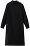 ウールギャバ ハイネックワンピース ジェイドット/j. ブラック