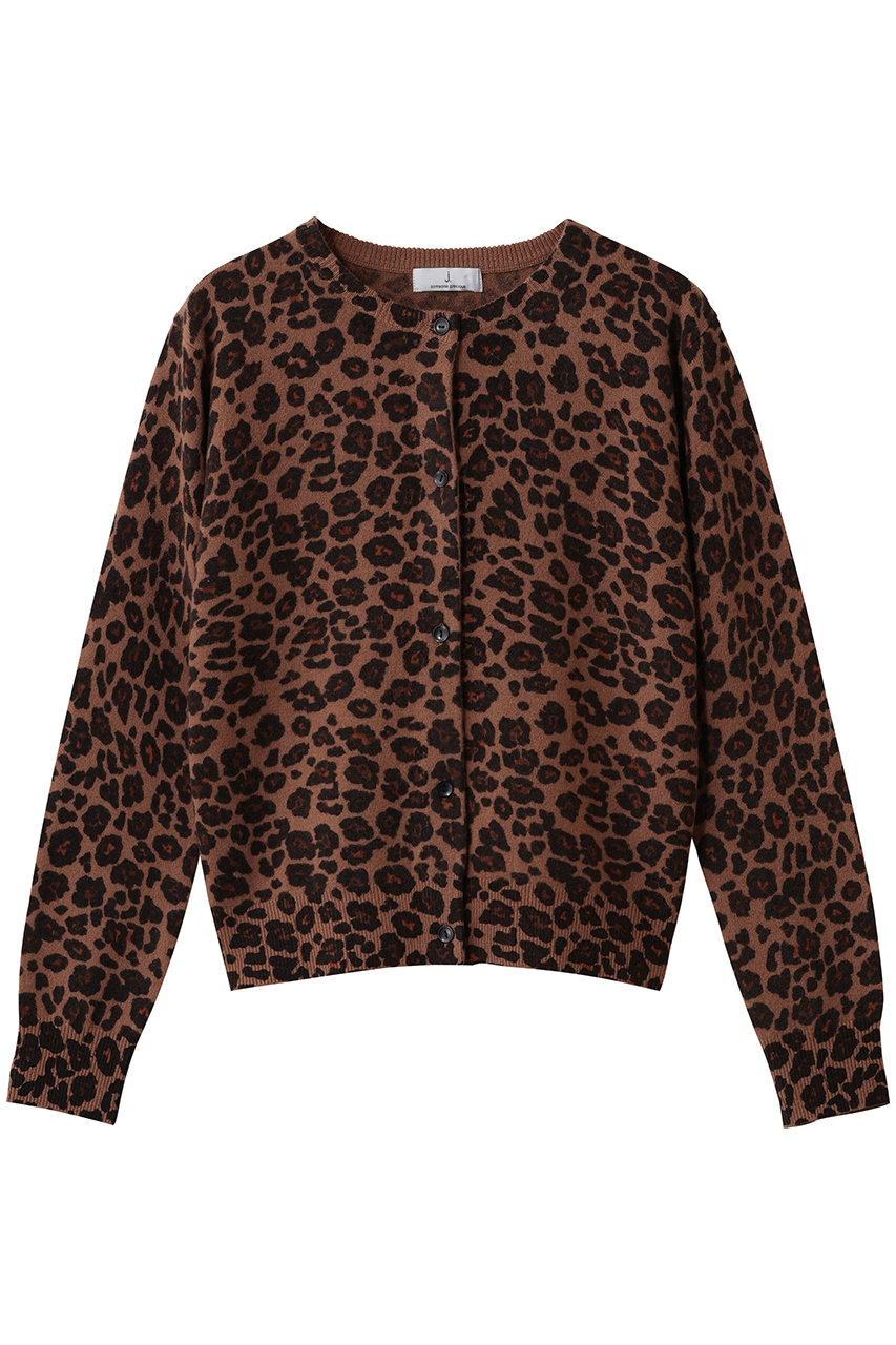 j.(ジェイドット)｜ハイカウントメリノ レオパードカーディガン