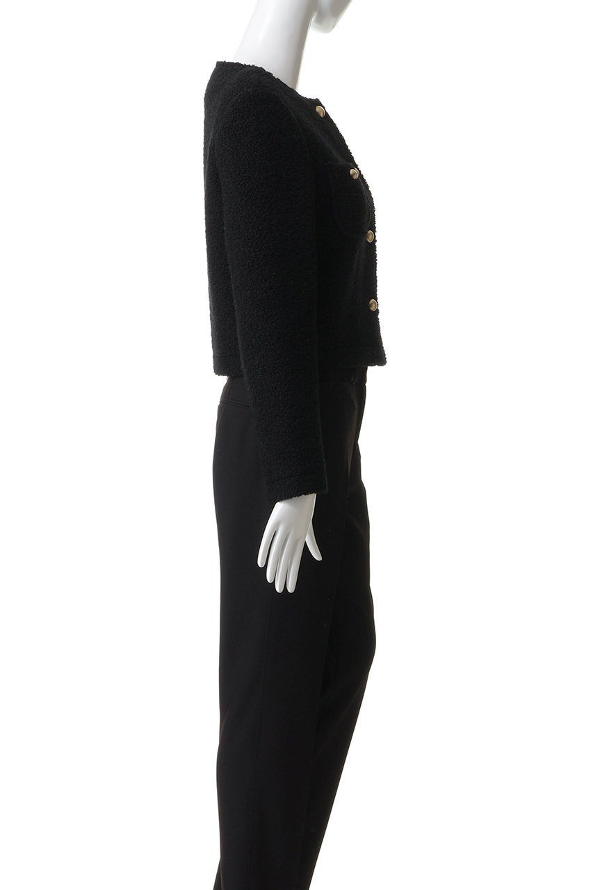 【超美品】j。ジェイドット　ツイードジャケット j.(ジェイドット)｜リングツイードノーカラージャケット/ブラック の