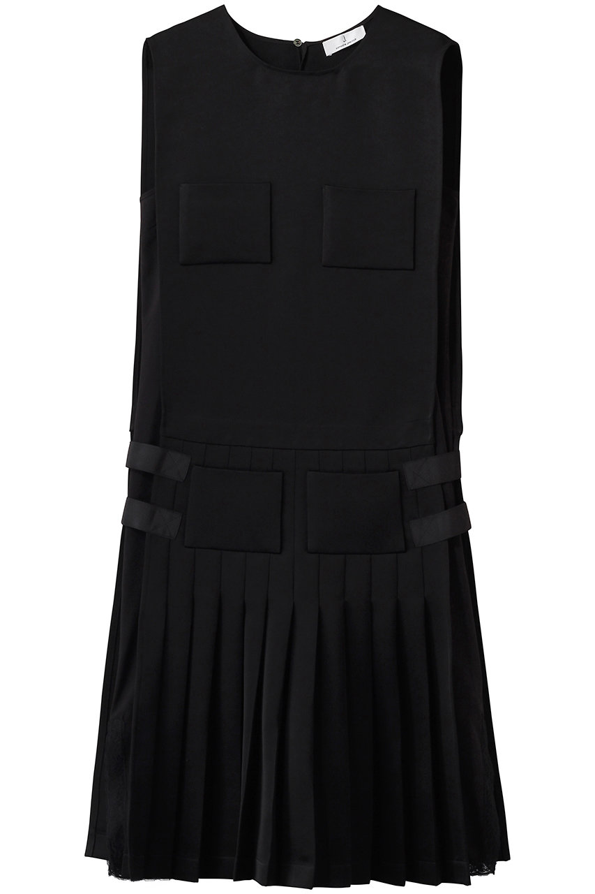 ジェイドット/j.のダブルサテン レイヤードプリーツワンピース(ブラック/14776-090-L)