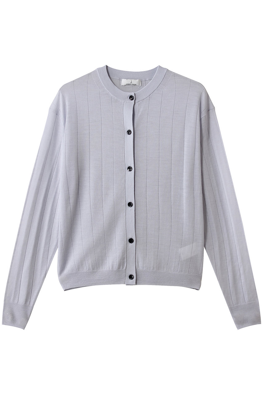 ジェイドット/j.のハイゲージニット 透かし編みカーディガン(ライトグレー/14829-090-L)