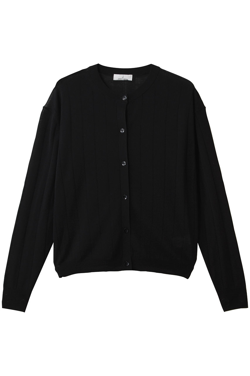 ジェイドット/j.のハイゲージニット 透かし編みカーディガン(ブラック/14829-090-L)
