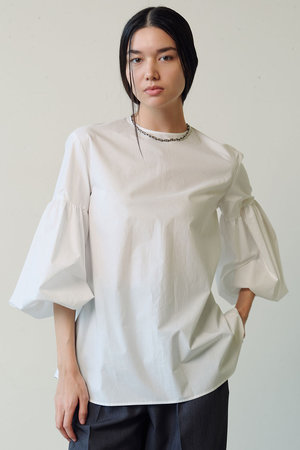 ジェイドット/j.の高密度タイプライター パフ袖ブラウス(110400/110403)