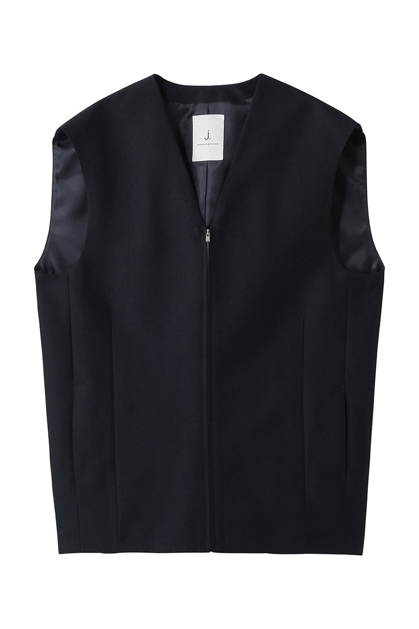 ジェイドット/j.のシルキーダブルフェイス コクーンジレ(ネイビー/14823-480-L)