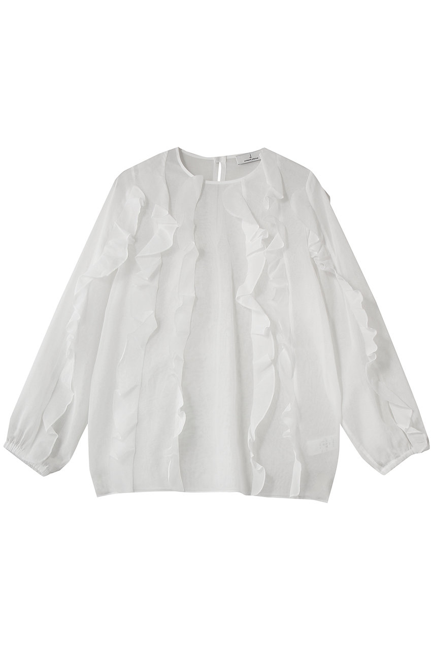 ジェイドット/j.の強撚オーガンジー フリルブラウス(ホワイト/14809-500-M)