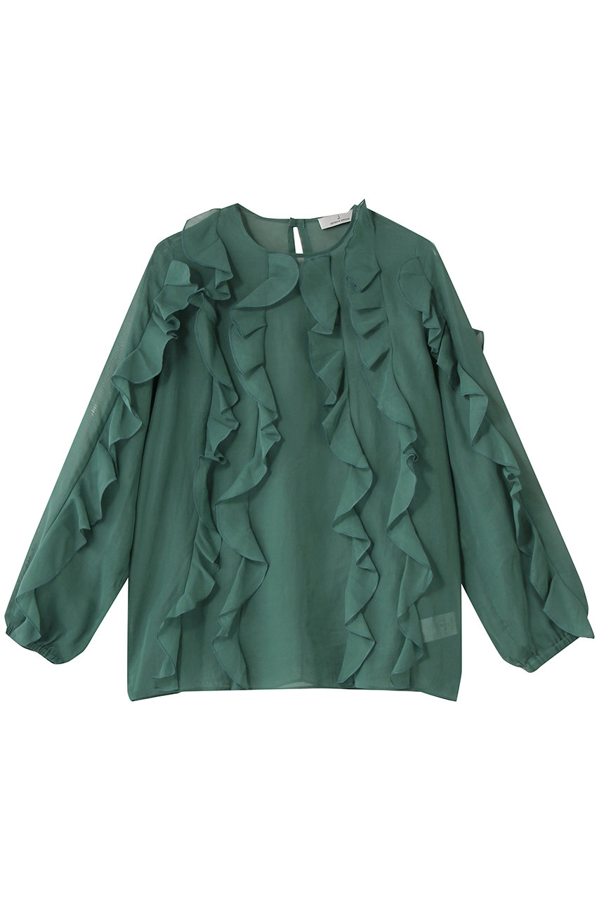 ジェイドット/j.の強撚オーガンジー フリルブラウス(グリーン/14809-500-M)