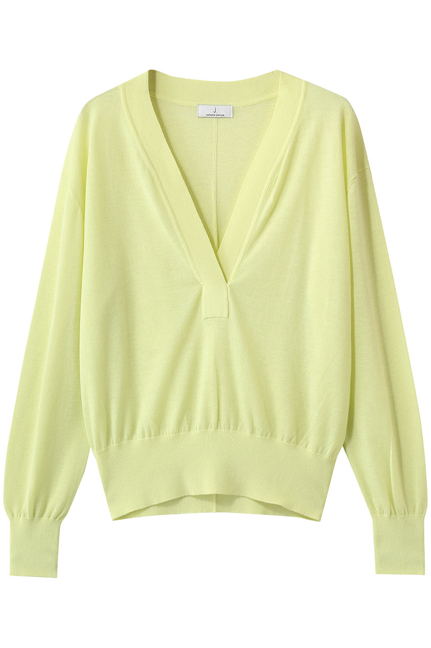 ジェイドット/j.のドレープウール 深Vネックセーター(ライム/14831-555-L)