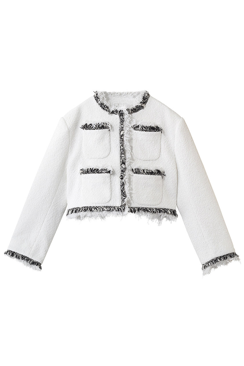 リングツイード ノーカラートリムジャケット