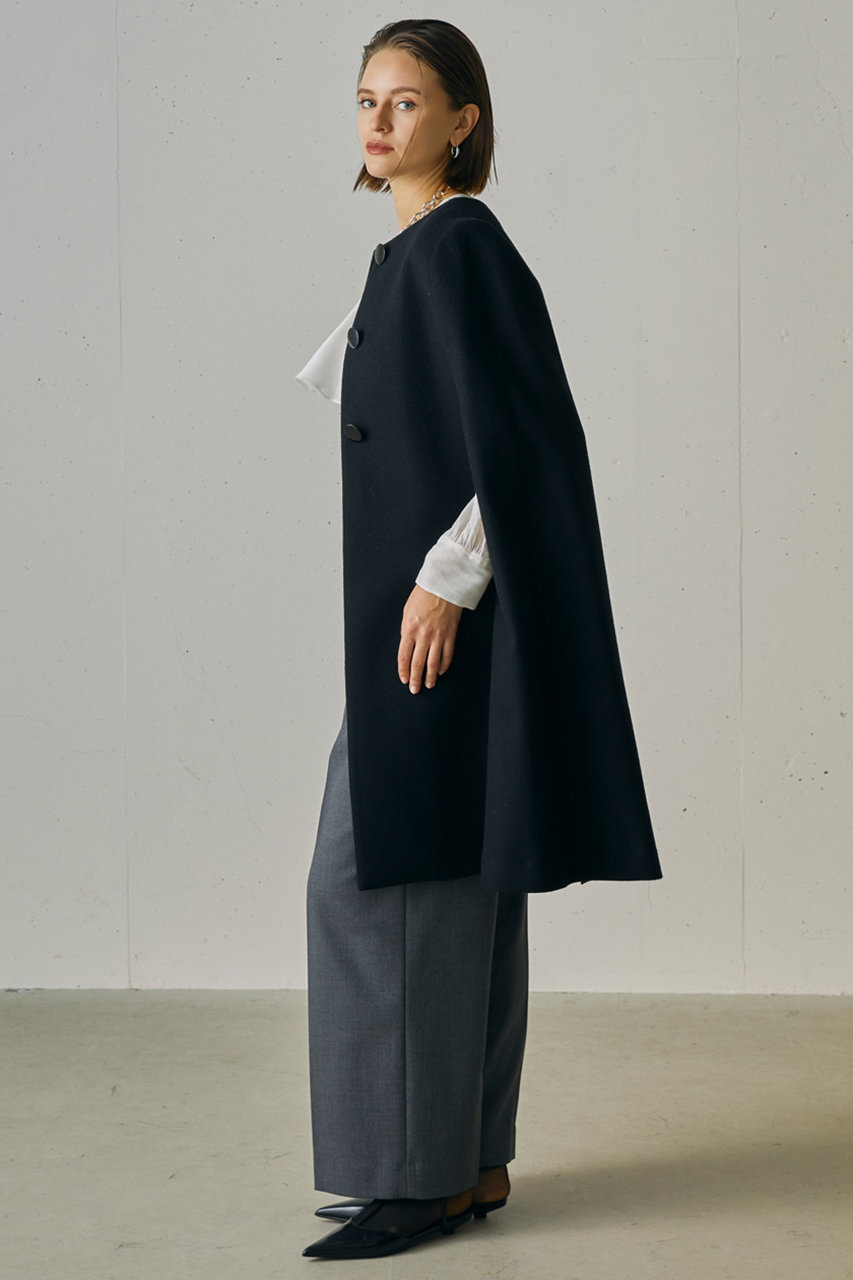 j.(ジェイドット)｜メルトンウールケープコート/ブラック の通販