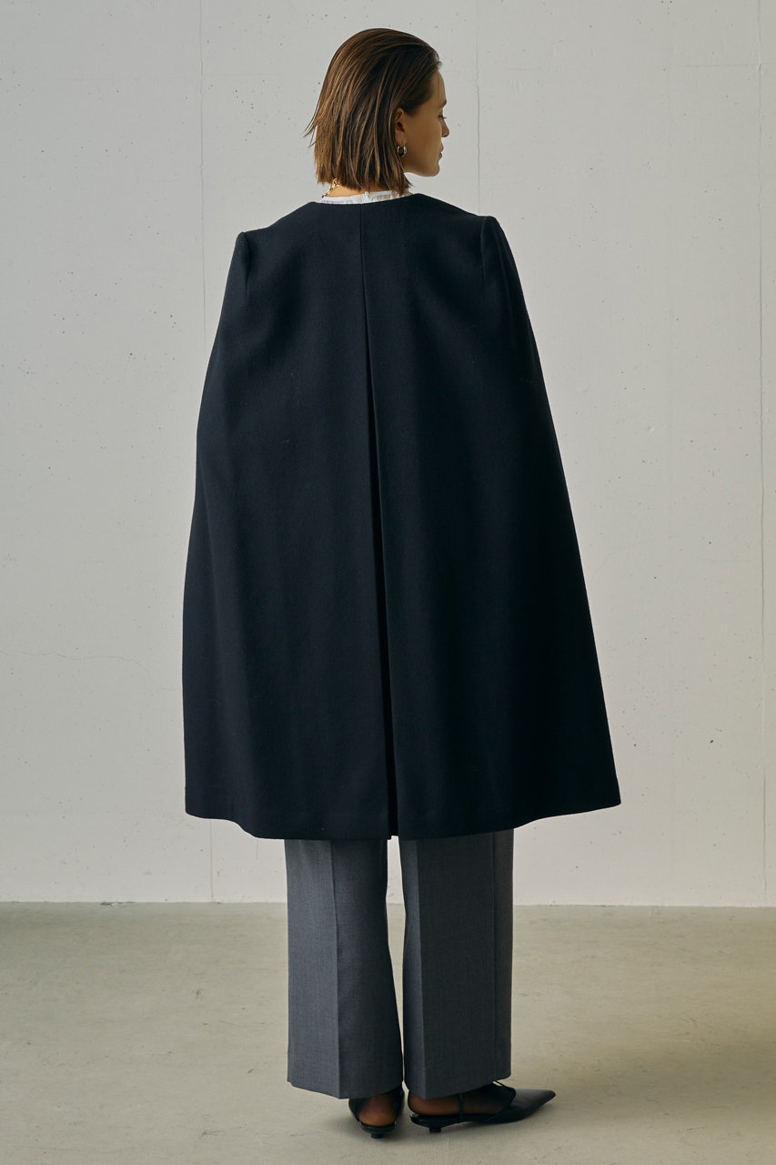 j.(ジェイドット)｜メルトンウールケープコート/ブラック の通販