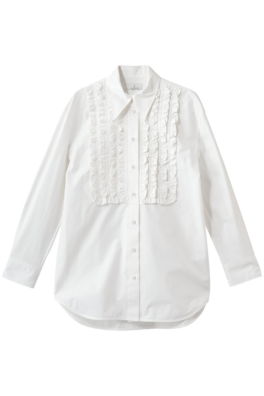 ジェイドット/j.の高密度タイプライター フリルシャツ(ホワイト/14805-517-L)