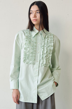 ジェイドット/j.の高密度タイプライター フリルシャツ(110400/110403)