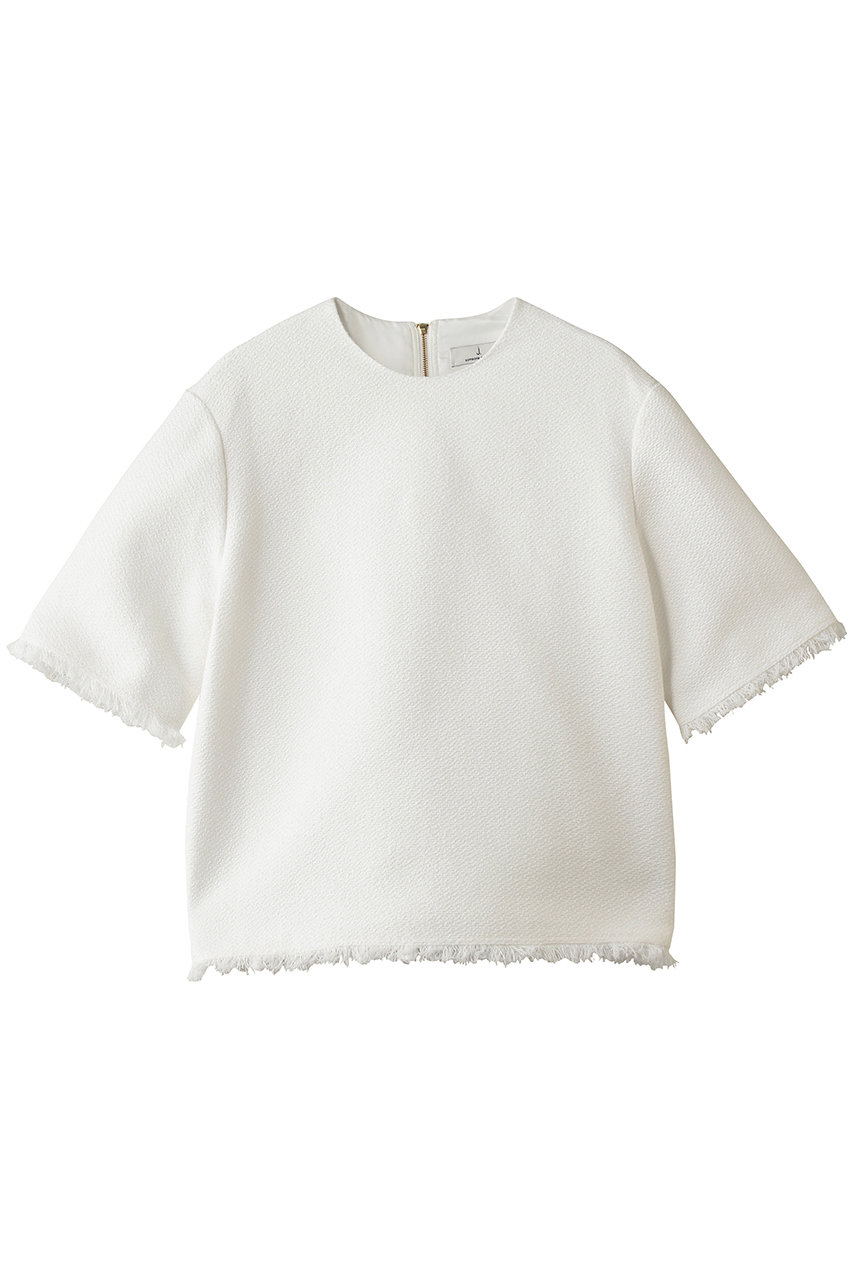 ジェイドット/j.のコットン混ツイード コンパクトブラウス(ホワイト/14802-090-M)