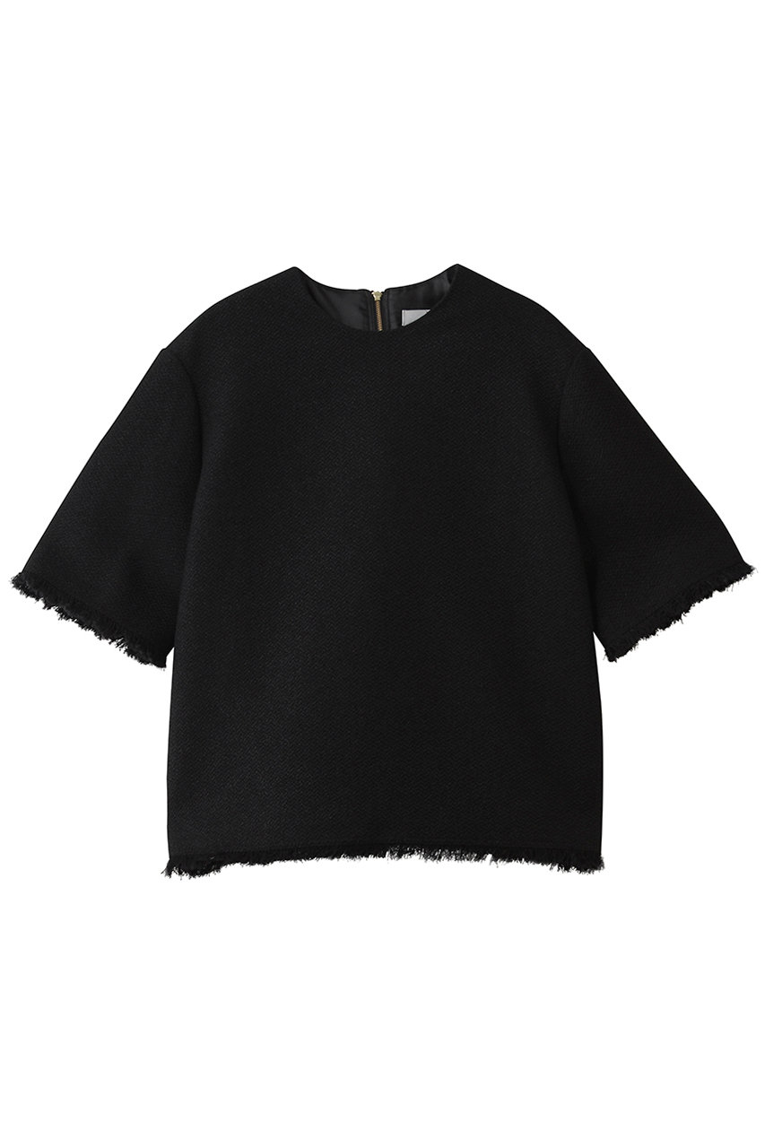 ジェイドット/j.のコットン混ツイード コンパクトブラウス(ブラック/14802-090-M)