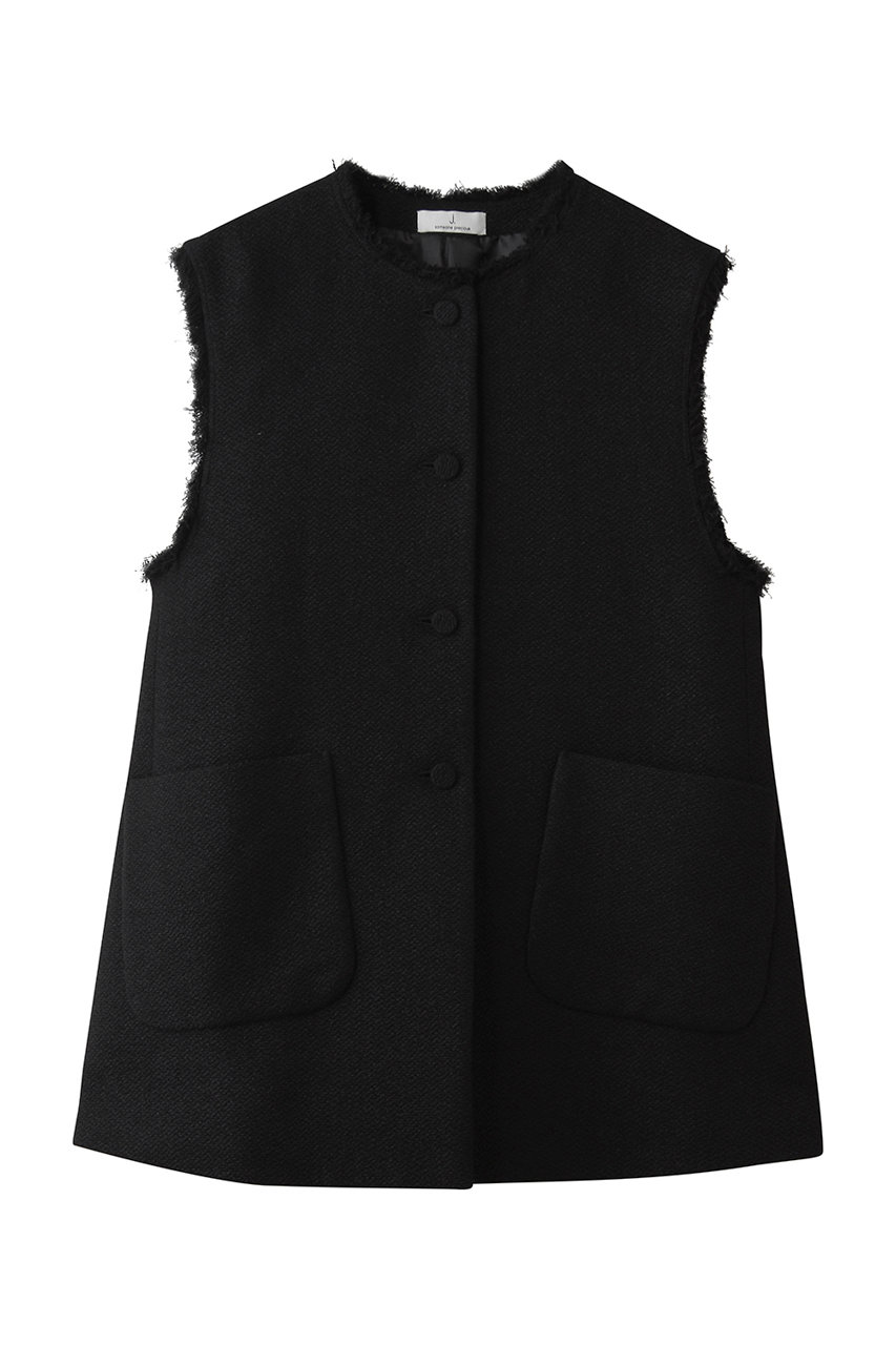 ジェイドット/j.のコットン混ツイード ボタンジレ(ブラック/14825-090-L)