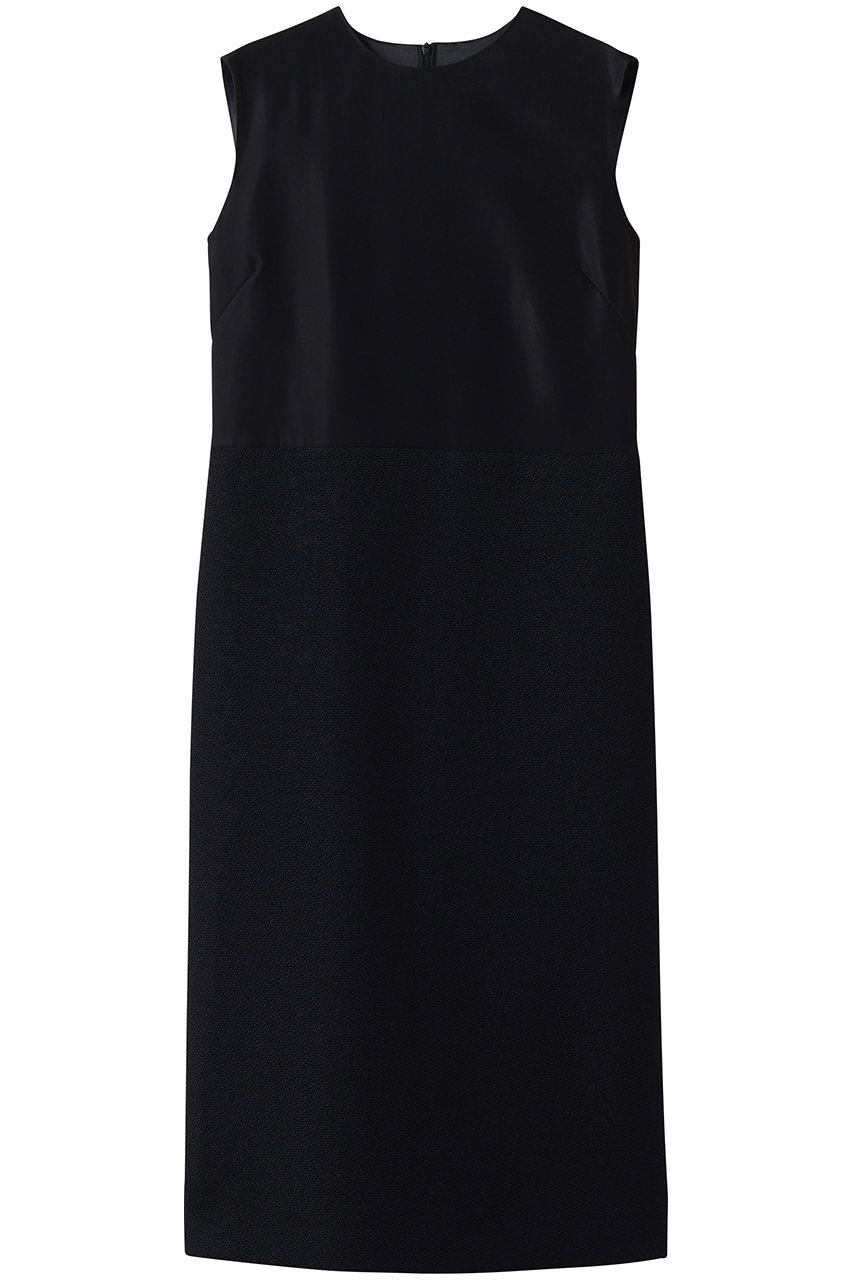 ジェイドット/j.のコットン混ツイード 異素材ワンピース(ブラック/14786-090-L)