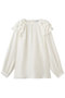 シアージョーゼット ショルダーフリルブラウス ジェイドット/j. ホワイト