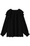 シアージョーゼット ショルダーフリルブラウス ジェイドット/j. ブラック