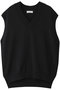 コットンニット Vネックベスト ジェイドット/j. ブラック