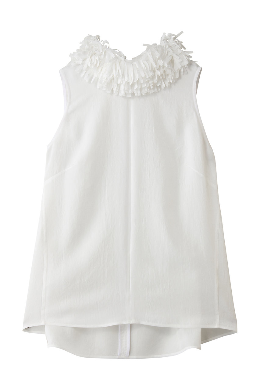 ジェイドット/j.のアセテートツイル フリルネックブラウス(ホワイト/14808-090-L)