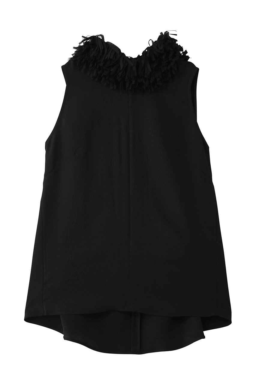 ジェイドット/j.のアセテートツイル フリルネックブラウス(ブラック/14808-090-L)