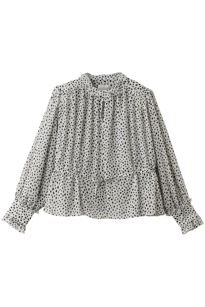 ジェイドット/j.のシフォンジョーゼット スタンドフリルブラウス(ホワイト/14811-090-L)