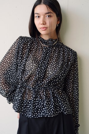 ジェイドット/j.のシフォンジョーゼット スタンドフリルブラウス(110400/110403)