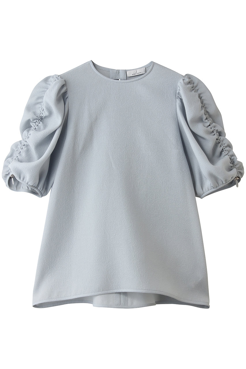 ジェイドット/j.のジャカード織 袖シャーリングブラウス(グレー/14814-050-L)