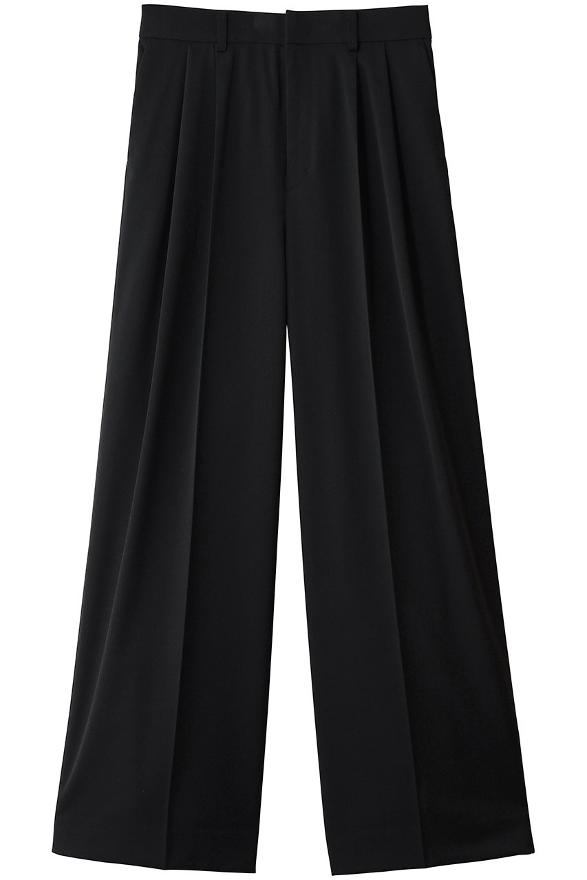 j. ウールリーツイル ダブルタックパンツ (ブラック, L) ジェイドット ELLE SHOP
