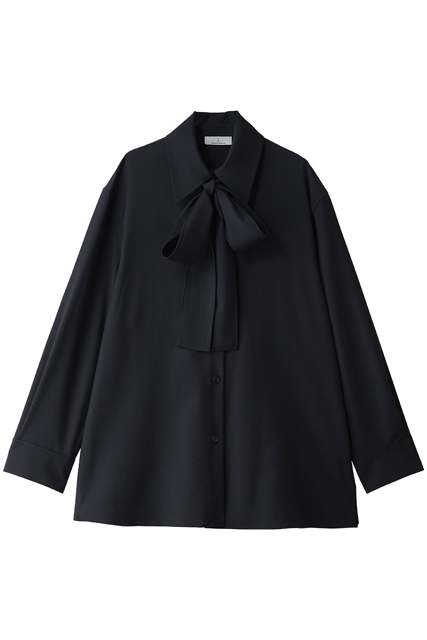j. ドレーピーウール オーバーサイズシャツ (ネイビー, L) ジェイドット ELLE SHOP