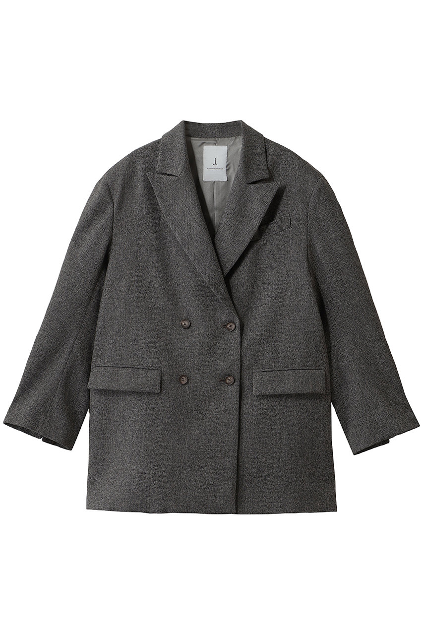 j. テックツイード ダブルテーラージャケット (グレー, M) ジェイドット ELLE SHOP