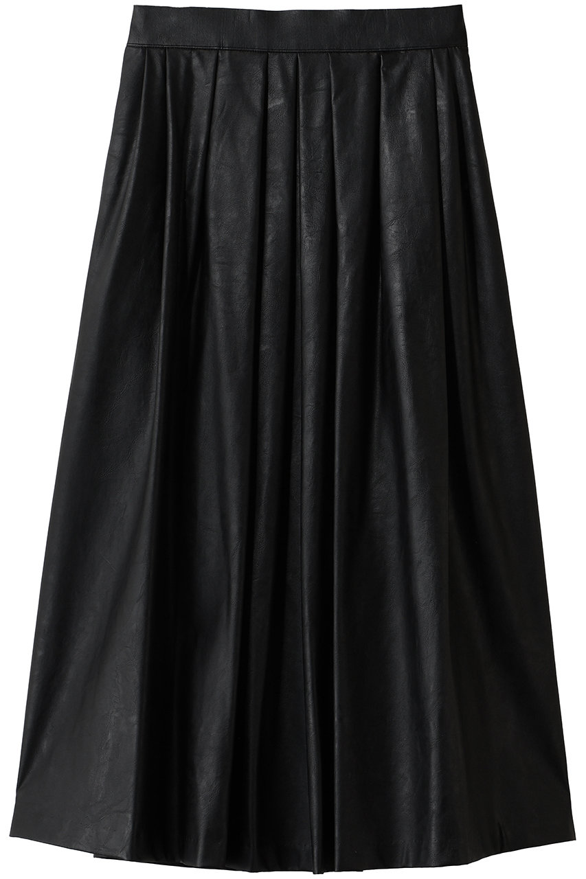 j. ライトフェイクレザー フレアスカート (ブラック, L) ジェイドット ELLE SHOP