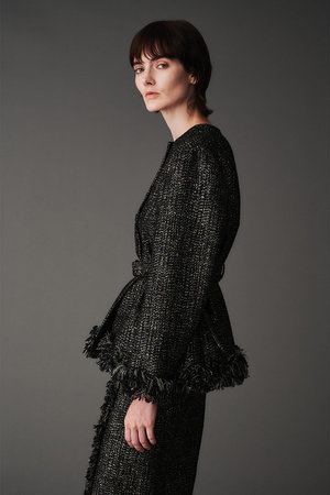 オブリオ/AUBRIOTのラメジャガード ノーカラージャケット(110800/110801)