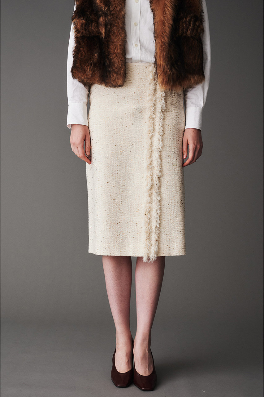 AUBRIOT(オブリオ)｜ラメジャガード ペンシルスカート/アイボリー の  