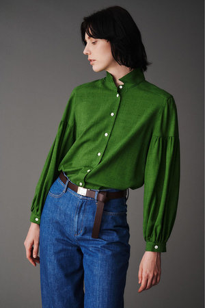 オブリオ/AUBRIOTのビスコースシルクネップ シャツブラウス(110400/110403)