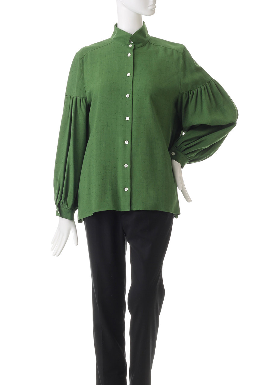 AUBRIOT(オブリオ)｜ビスコースシルクネップ シャツブラウス/モス