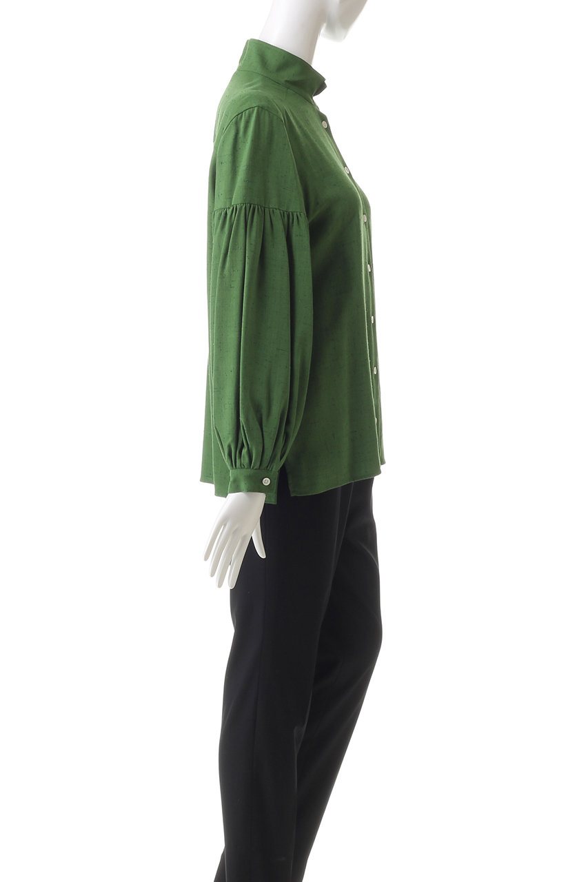 AUBRIOT(オブリオ)｜ビスコースシルクネップ シャツブラウス/モス