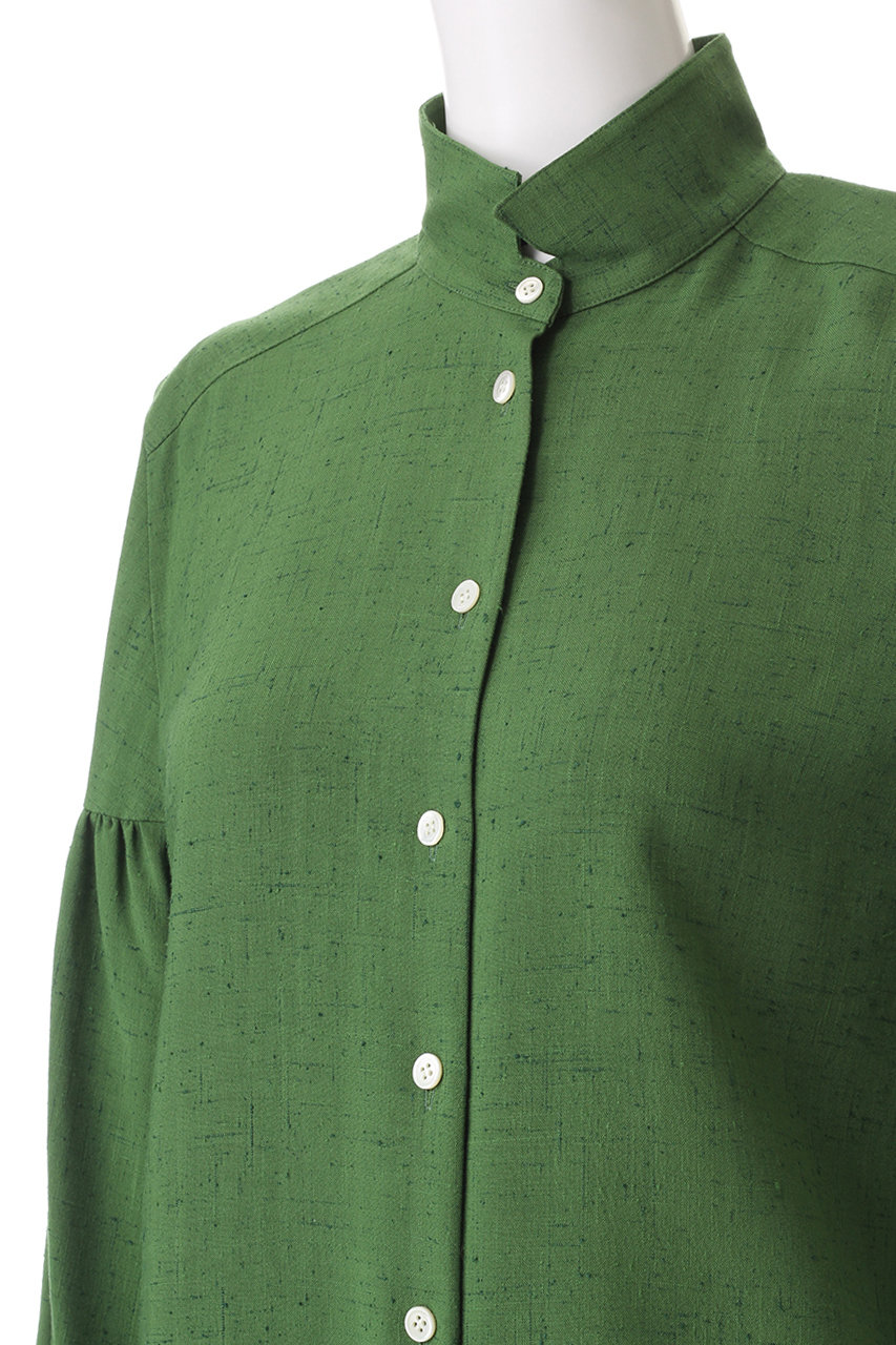 AUBRIOT(オブリオ)｜ビスコースシルクネップ シャツブラウス/モス