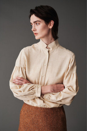 オブリオ/AUBRIOTのビスコースシルクネップ シャツブラウス(110400/110403)