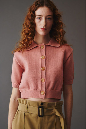 オブリオ/AUBRIOTのポロカラー クロップドカーディガン(110300/110303)