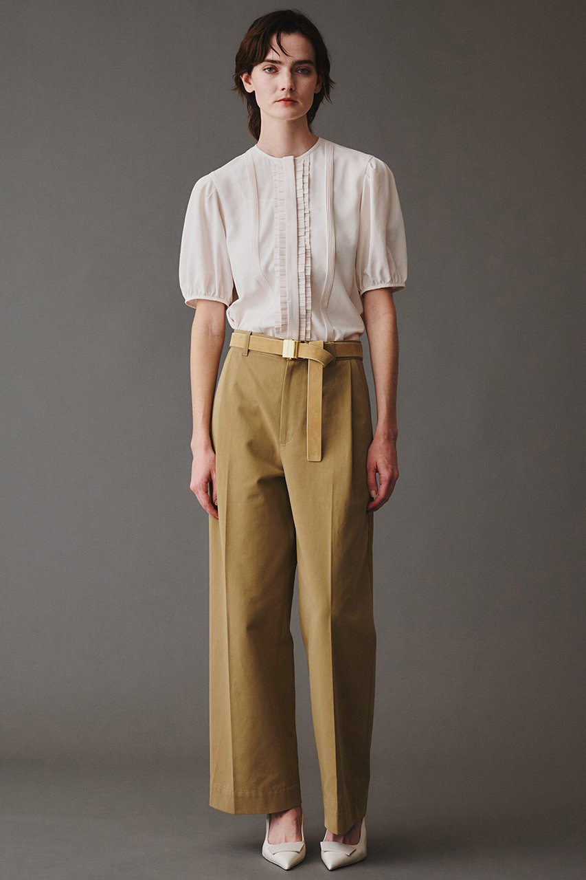 AUBRIOT(オブリオ)｜コットンチノ ワイドパンツ/ベージュ の通販