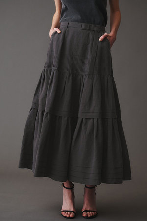 オブリオ/AUBRIOTのリネンコットン ティアードスカート(110700/110703)